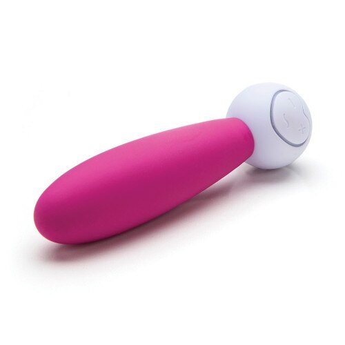 Front View of Lovelife Discover petite vibrator on it's side