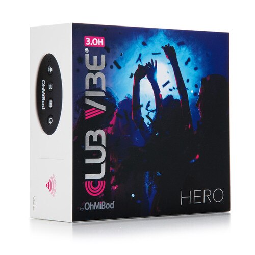 An image of the Club Vibe Hero box. A crowd dances in silhouette in a blue and pink nightclub scene on the front image.