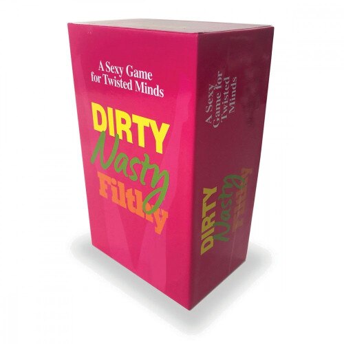Front View of the Dirty Nasty Filthy Game Box angled on a white background