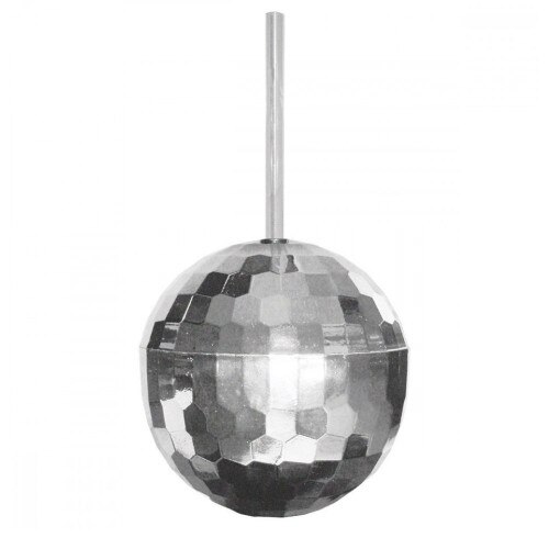 Front View of the Disco Ball Cup with straw on a white background