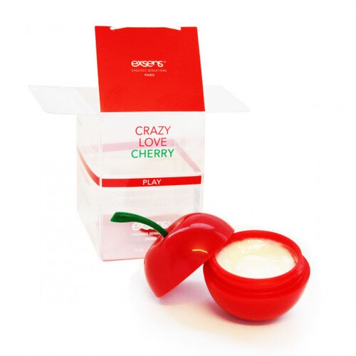 Front View of the Exsens Oh My Nipple Arousal Cherry with product and box on white background
