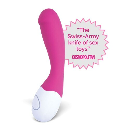 Front View of the Lovelife Cuddle Pink with Cosmopolitan Press Badge as part of the Flying Solo Masturbation Month Gift Set on a white background