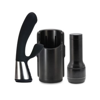 Fuse bluetooth vibrator and keon combo set masturbator couples set on a white background