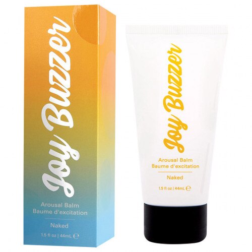 Front view of 1.5oz Naked Jelique Joy Buzzer Arousal Balm with white background