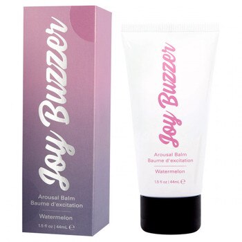 Front view of 1.5oz Watermelon Jelique Joy Buzzer Arousal Balm with white background
