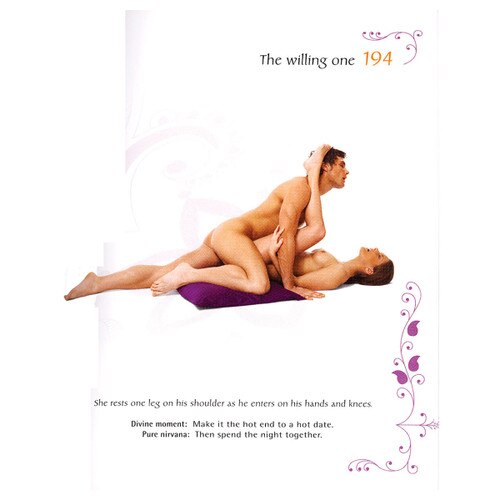 An interior page of Kama Sutra 365 demonstrating a sex position with photo and description.
