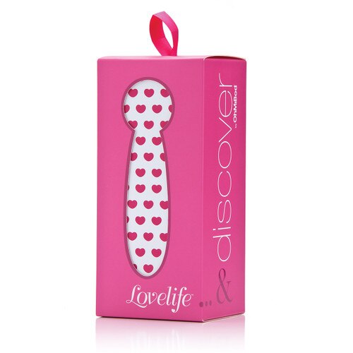 The external sleeve and gift-ready packaging of Lovelife Discover. The pink box sleeve reads "Lovelife... and discover"