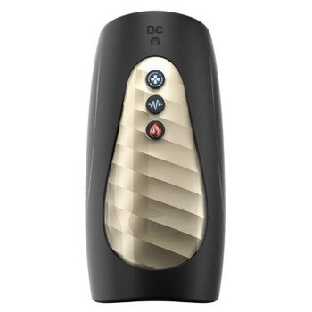 Front view of the Man Wand Pump One Masturbator upright on a white background