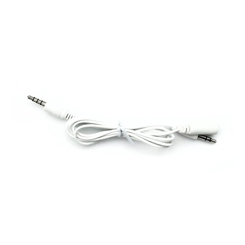 An image of a coiled white cable with two post jacks on a white background.