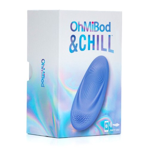 OhMiBod and Chill Subscription Program wearable panty vibrator box packaging on a white background