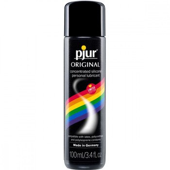 Front View of the Pjur Original Rainbow Edition 100ml Bottle on a white background