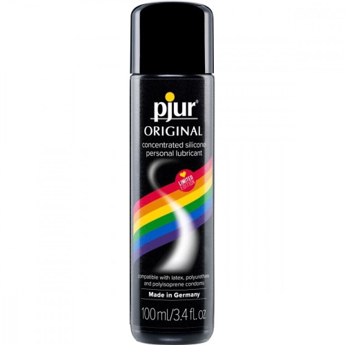 Front View of the Pjur Original Rainbow Edition 100ml Bottle on a white background