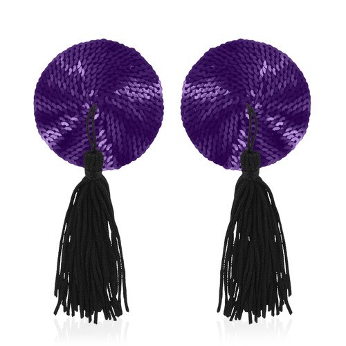 Front View of the Rianne S Ana's Trilogy Kit 3 Purple Sequin Pasties on a white background