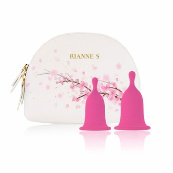 Front View of Rianne S Cherry Cups with cups and travel bag on a white background