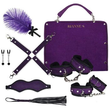 Front View of Rianne S Kinky Me Softly Purple Bondage Kit on White Background