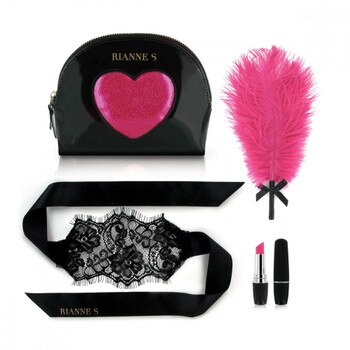 Front view of the Rianne S Kit D'Amour in Black with all products on a white background