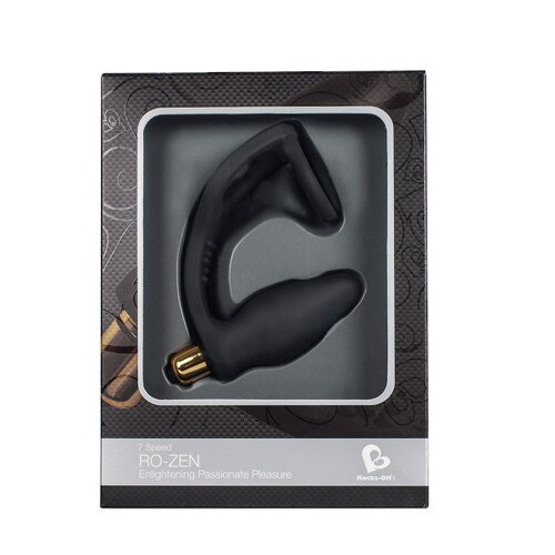 An image of the Ro-Zen 7 Speed ultra vibrating toy for men inside its packaging on a white background