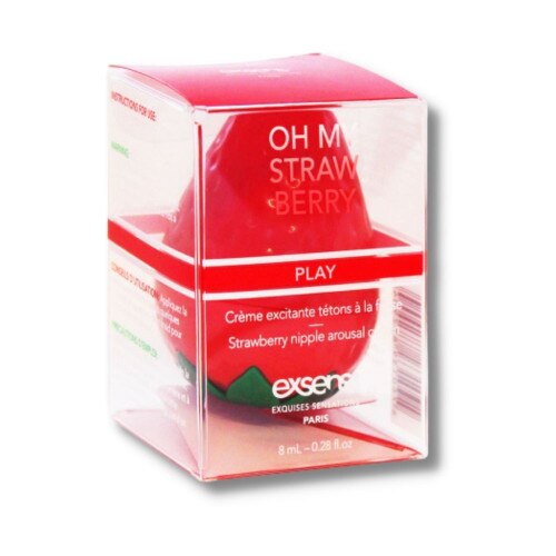 Front View of the Exsens Nipple Arousal Gel Strawberry as part of the Scream Your Own Name Gift Set on a white background