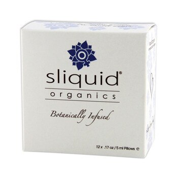 A box of Sliquid Organics botanically infused lubricant samples.