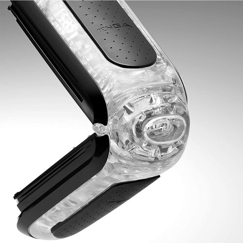 Back View of Open Tenga Flip Zero Black on White Background