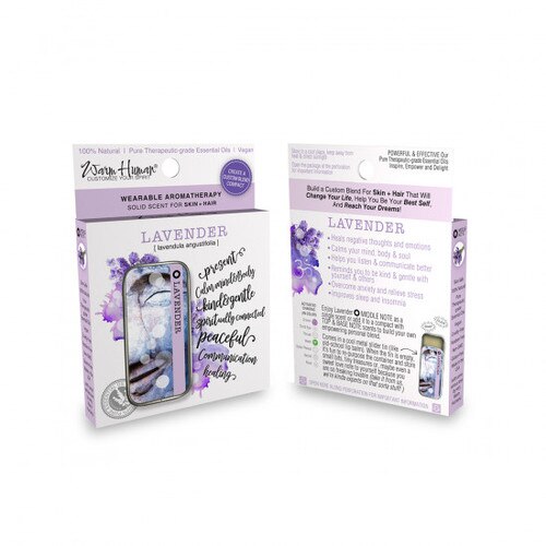 Front and Back View of Warm Human Lavender packaging on a white background